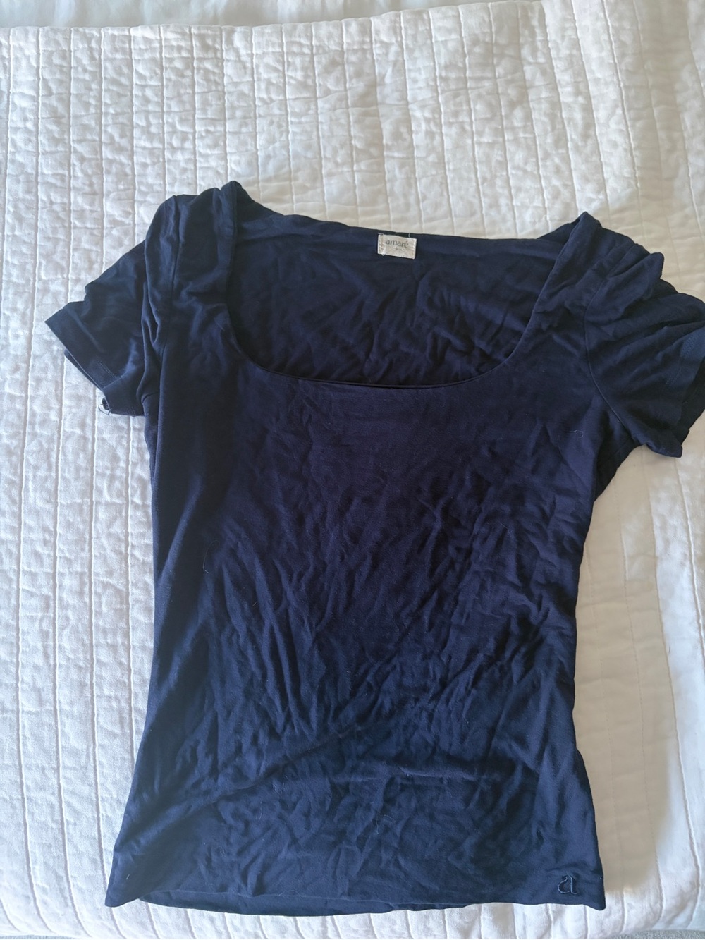 Scoop Neck Short Sleeve Top - Navy